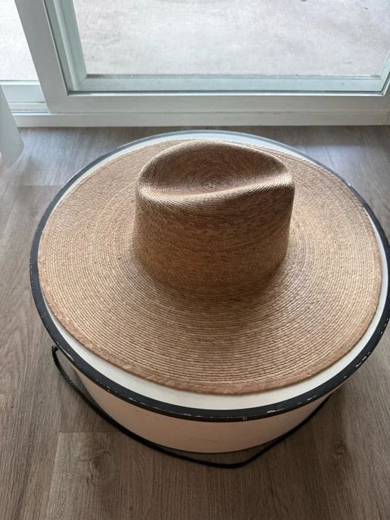 lack of color palma tan wide brim straw fedora western hat size small medium NEW - Picture 4 of 7